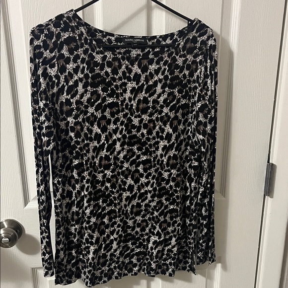 Mario Serrani Tops - Mario Serrani Black and White Animal Print Blouse